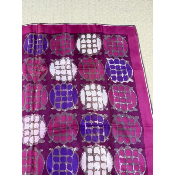 Vera Neumann Turtle Square‎ Scarf Magenta Purple Burgundy Abstract Vintage 26.5" - Picture 9 of 13